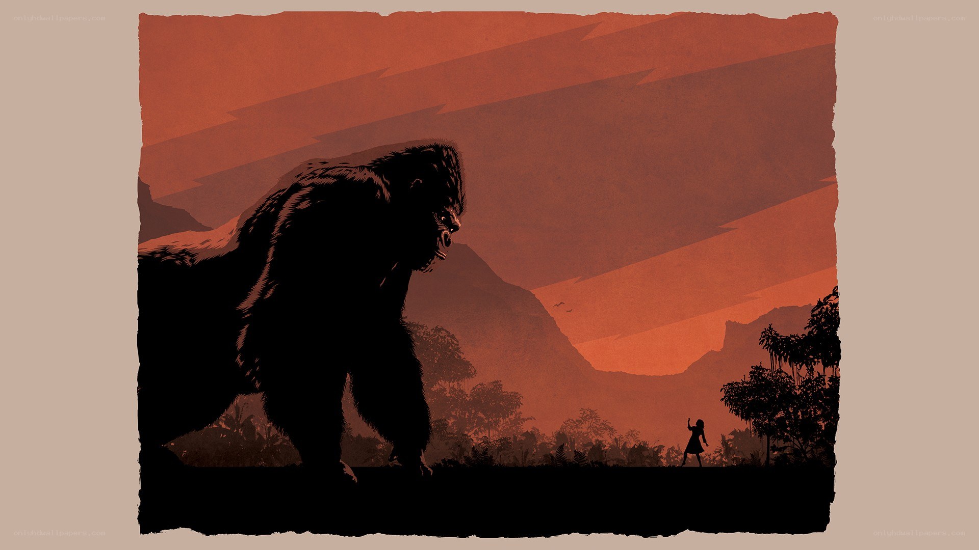 King Kong silhouette at sunset
