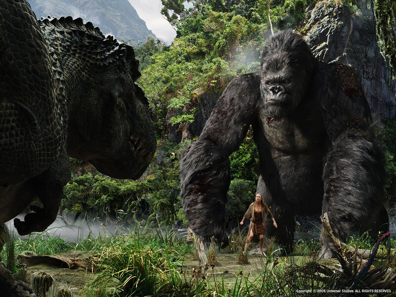 King Kong vs. dinosaur