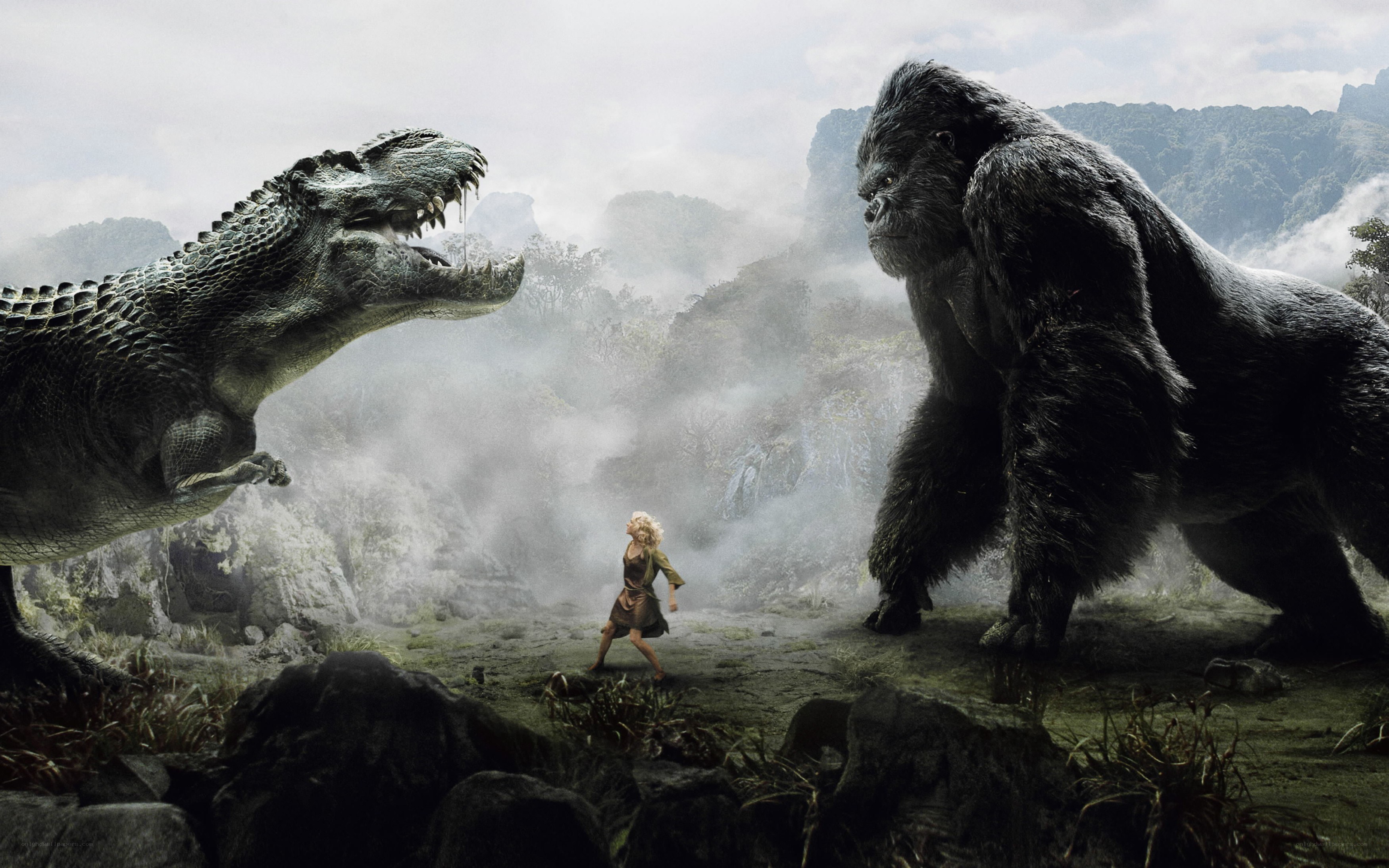 King Kong vs. dinosaur