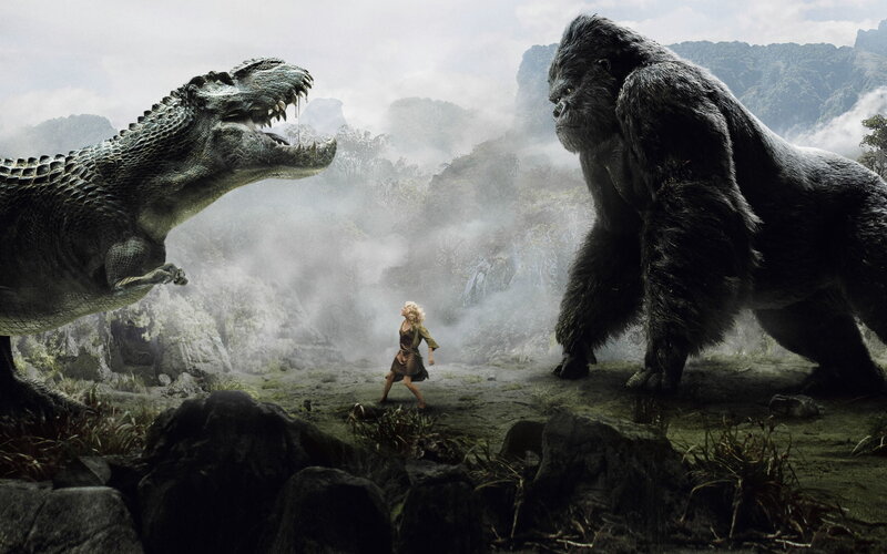 King Kong vs. dinosaur battle