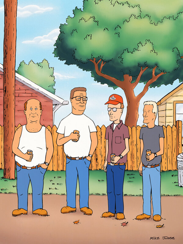 King of the Hill characters in backyard