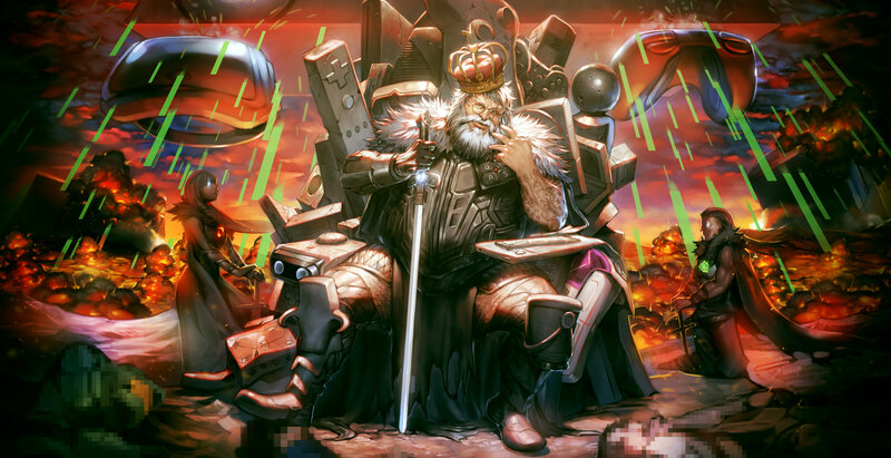 King on Throne with Controllers