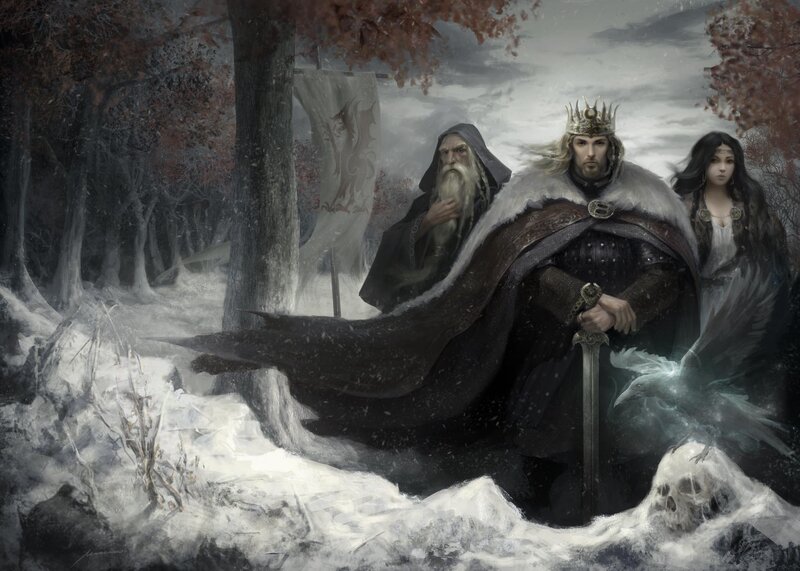 King with Advisors in Snow