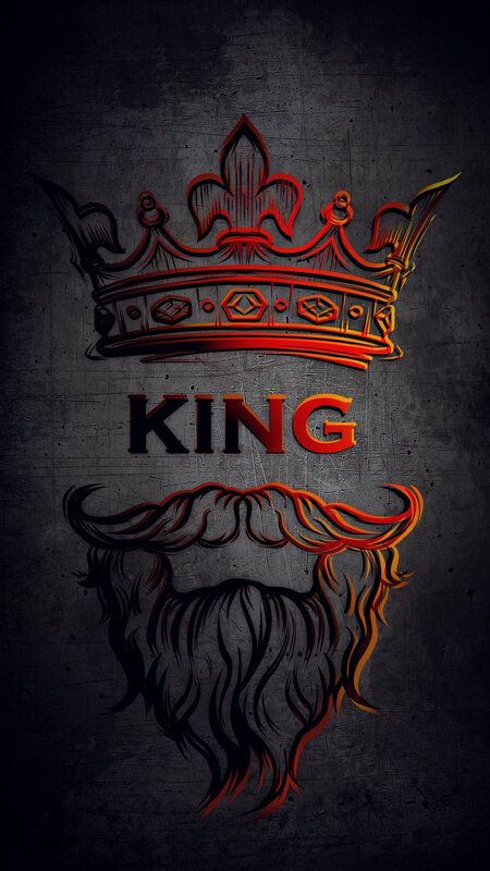 King with Crown and Beard — Black