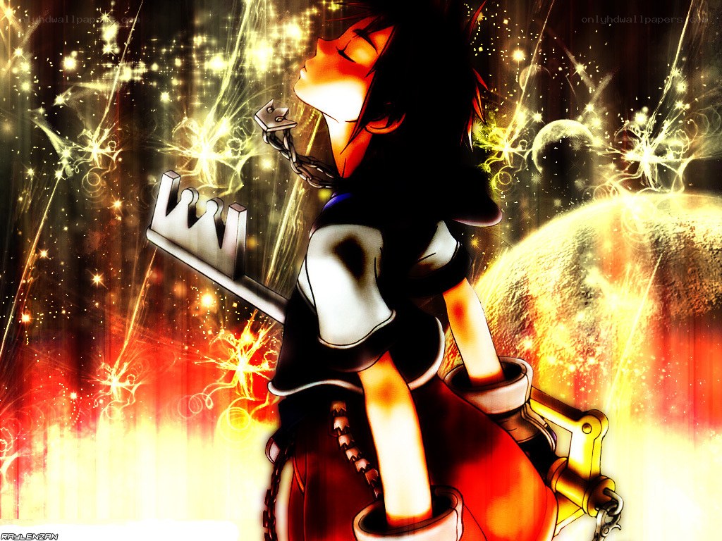 Kingdom Hearts character with keyblade