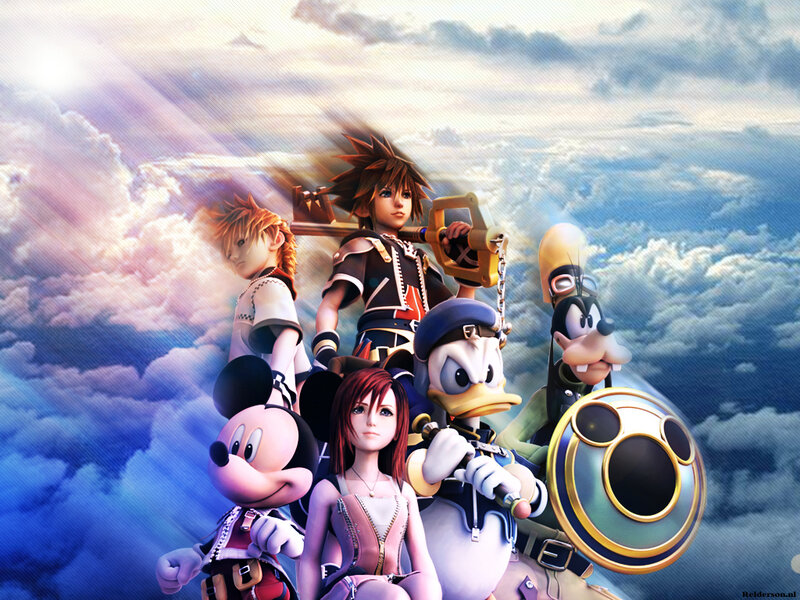 Kingdom Hearts characters in sky