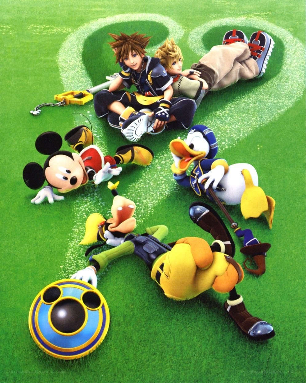 Kingdom Hearts characters on grass