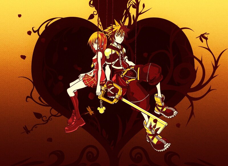 Kingdom Hearts characters on swings