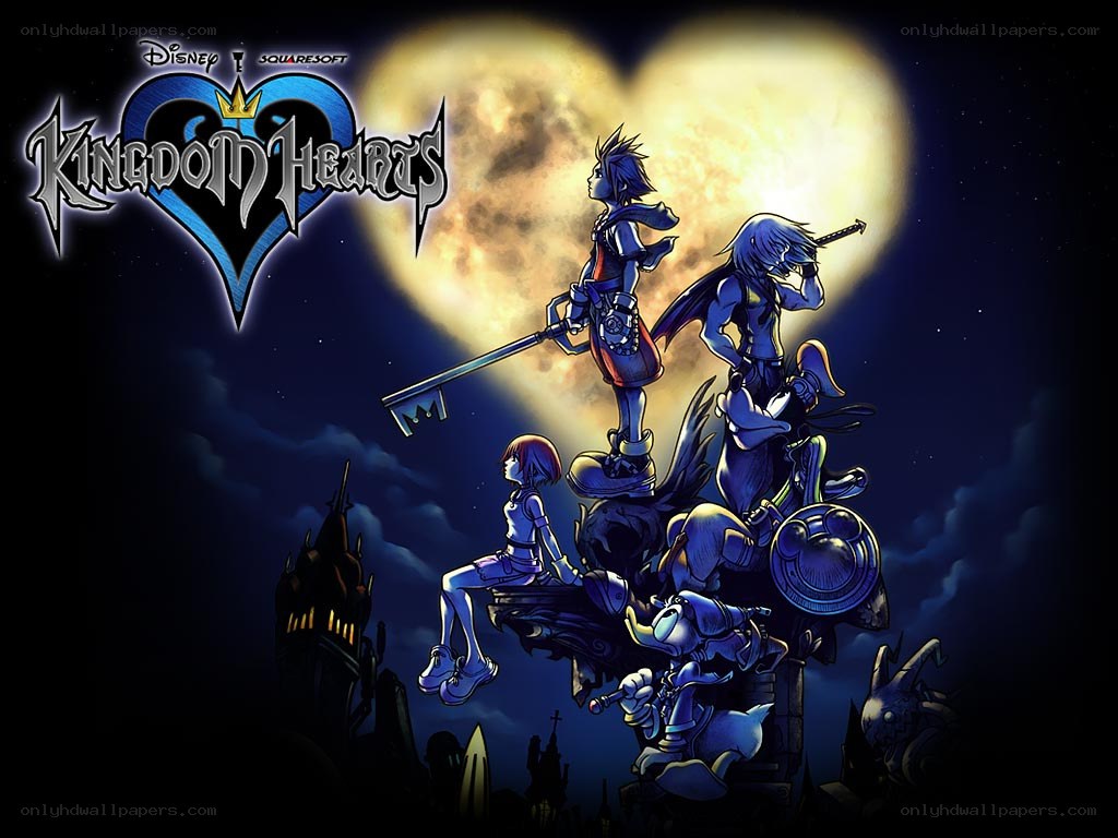 Kingdom Hearts characters under heart moon