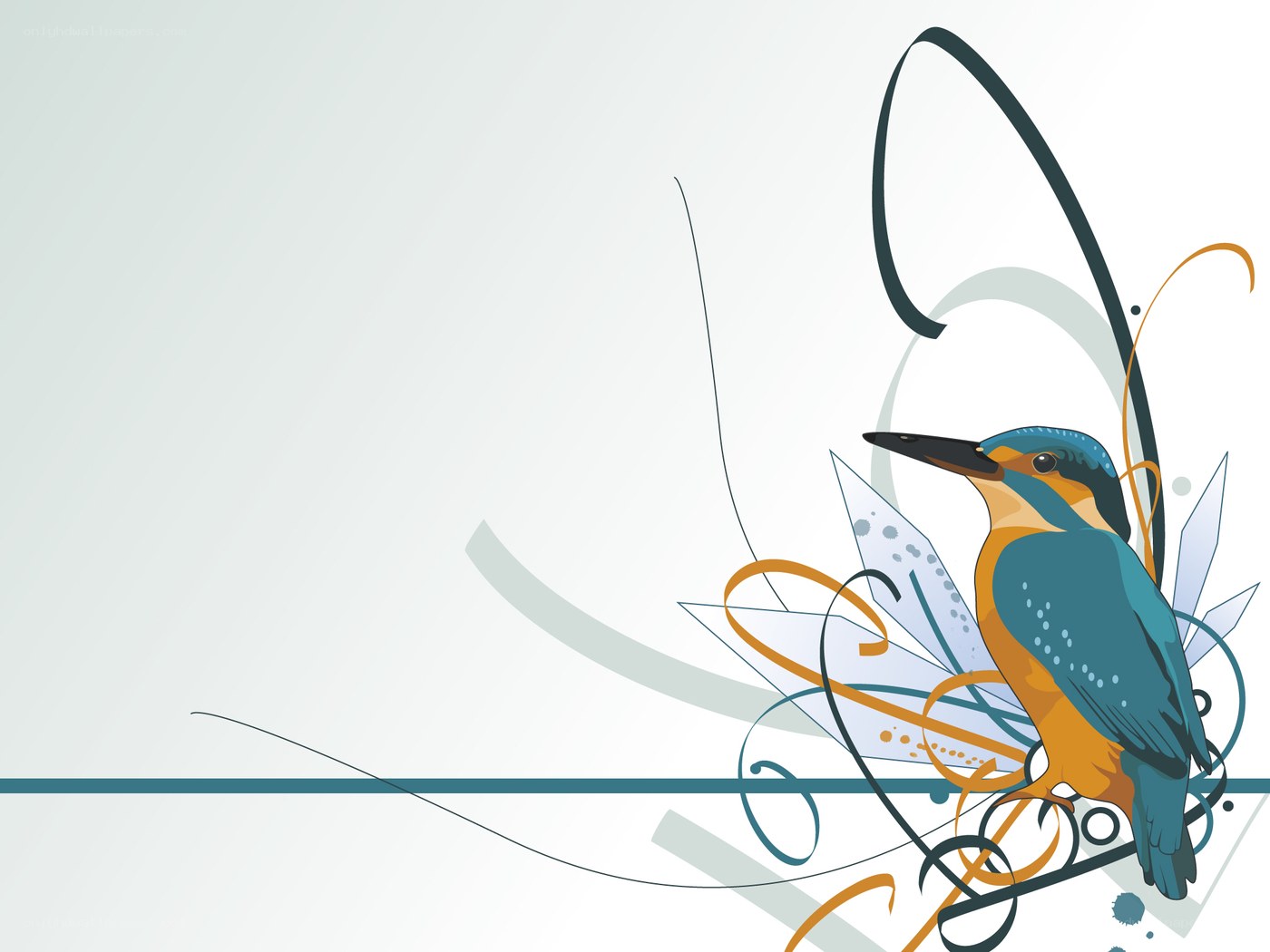 kingfisher with abstract design