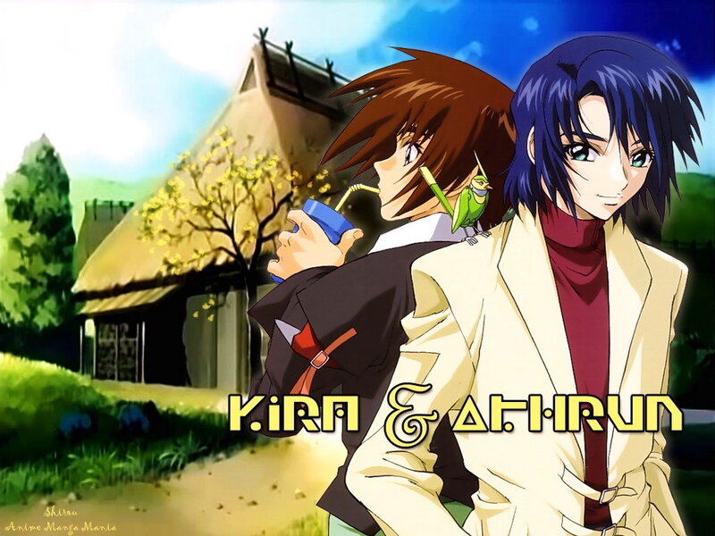 Kira and Athrun in a peaceful village