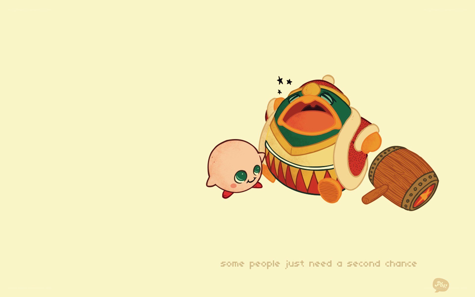 Kirby and a sleeping drum