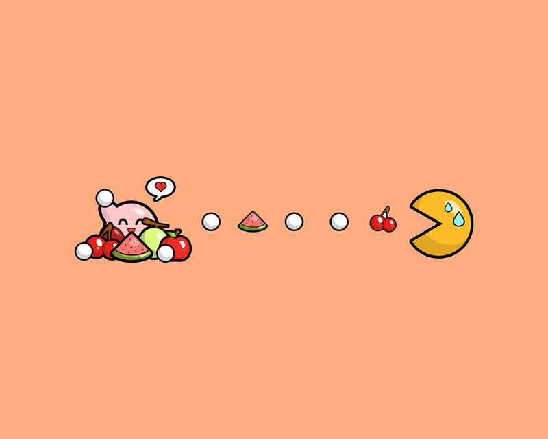 Kirby and Pac-Man fruit feast