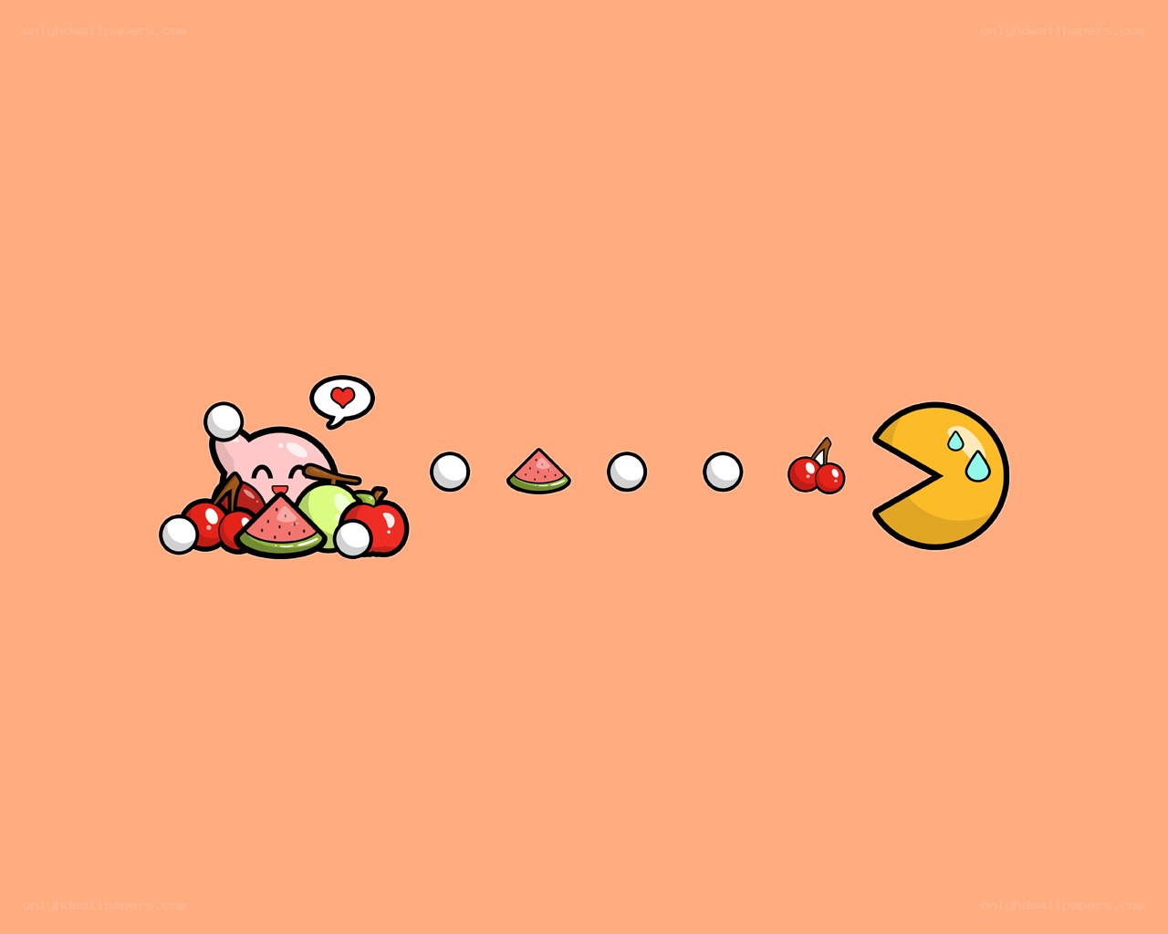 Kirby and Pac-Man fruit feast