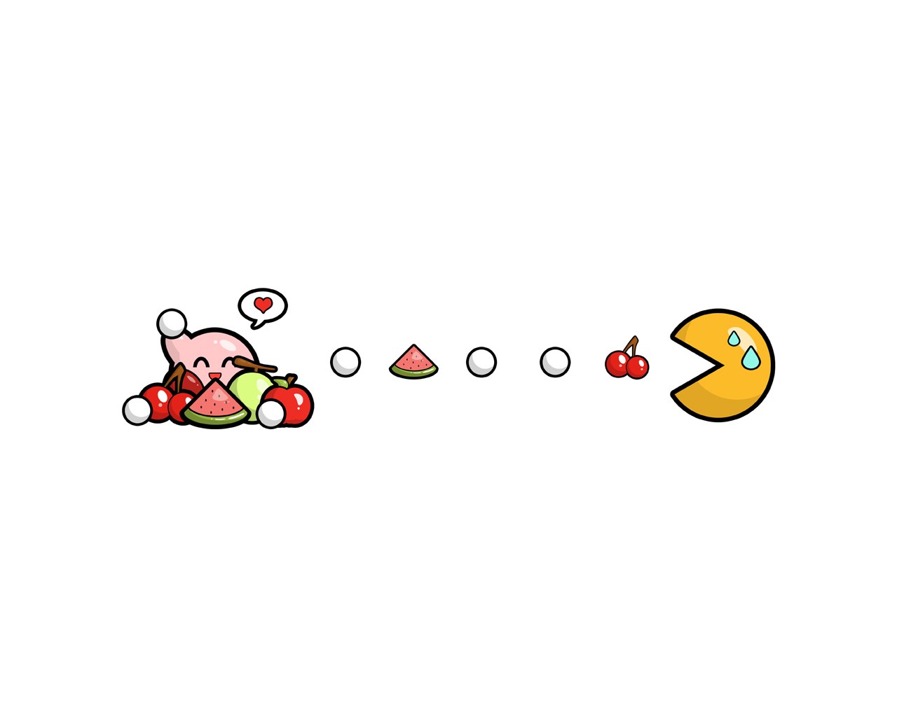 Kirby and Pac-Man fruit feast