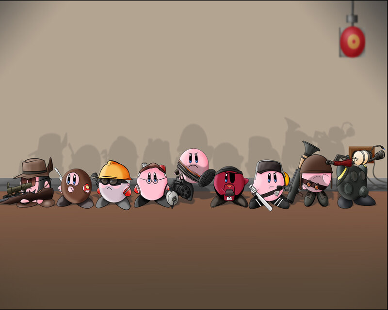 Kirby characters in military gear