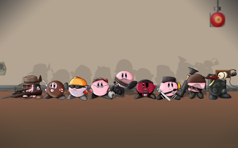 Kirby characters in military gear