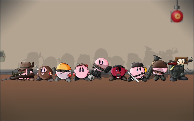 Kirby Characters in Military Gear — Pink