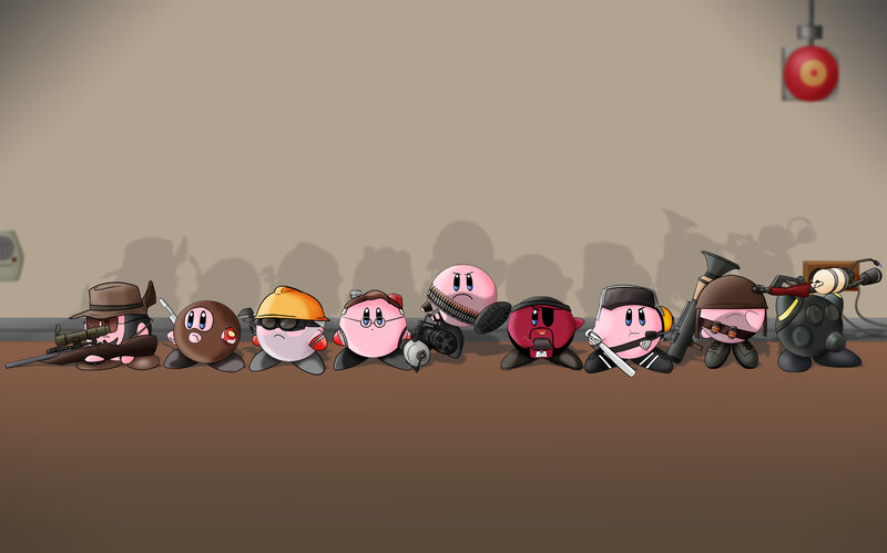 Kirby characters in military gear