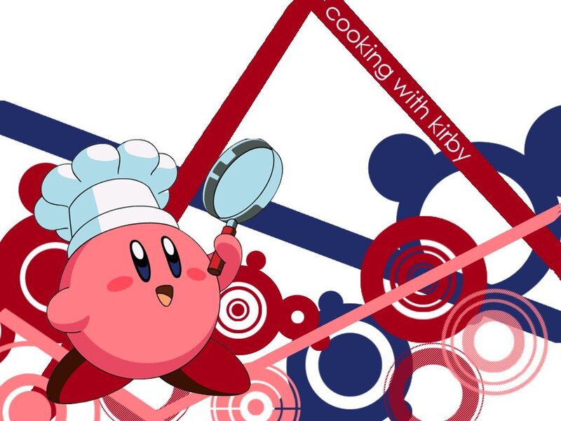 Kirby cooking with a magnifying glass