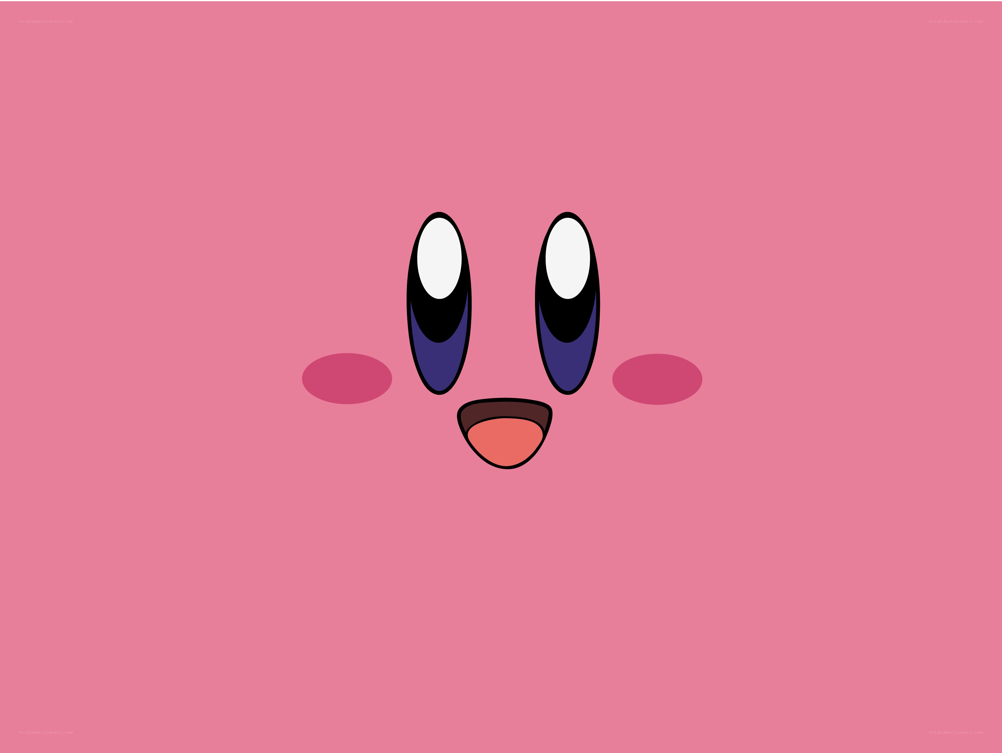 Kirby face on pink background