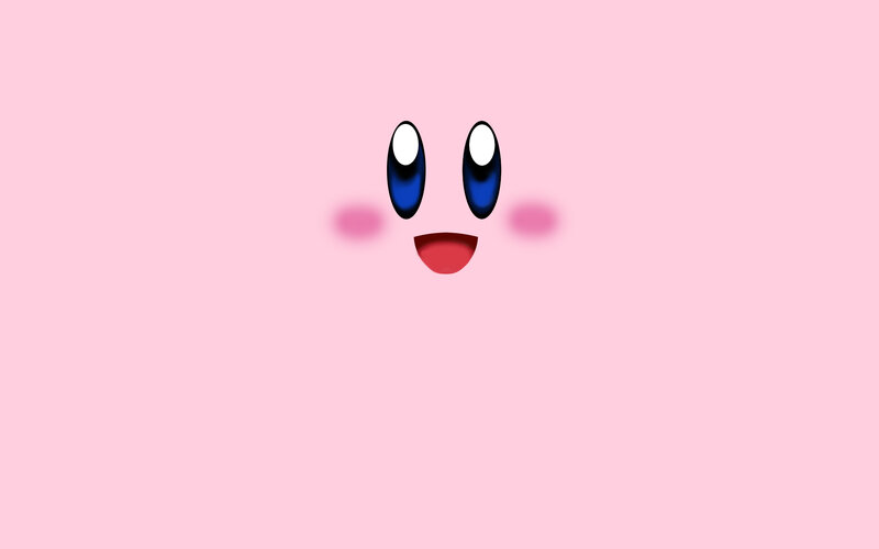 Kirby face on pink background
