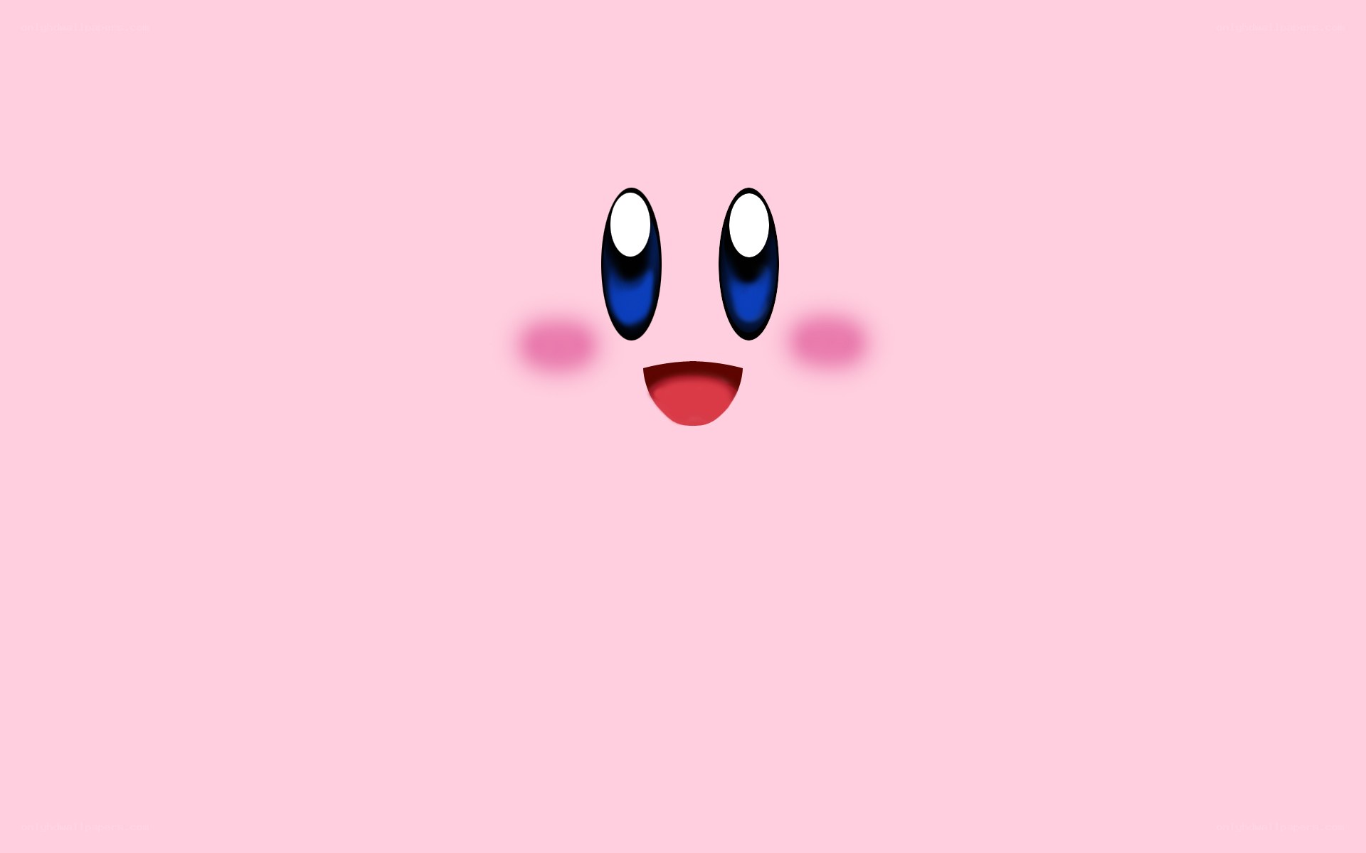 Kirby face on pink background