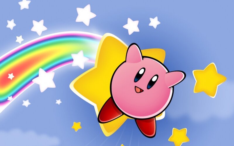 Kirby flying with a star
