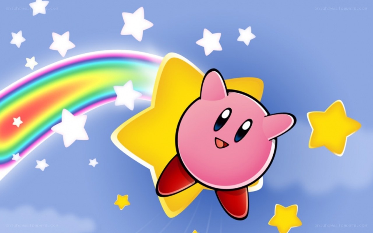 Kirby flying with a star