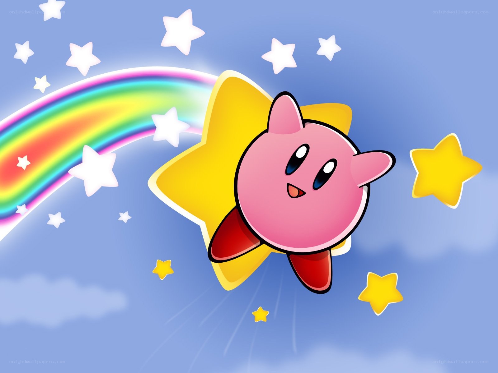 Kirby flying with a star