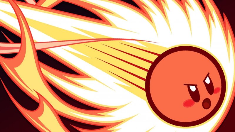 Kirby in a fiery attack
