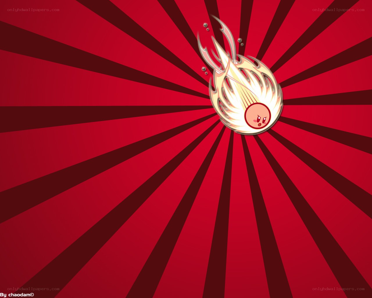 Kirby in a fiery meteor