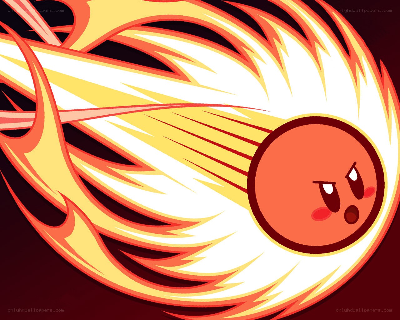 Kirby in a fiery spin
