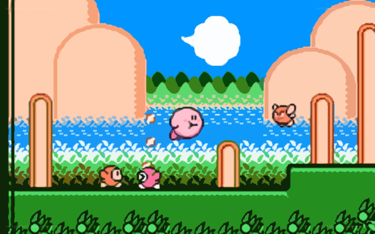 Kirby in a pixelated world