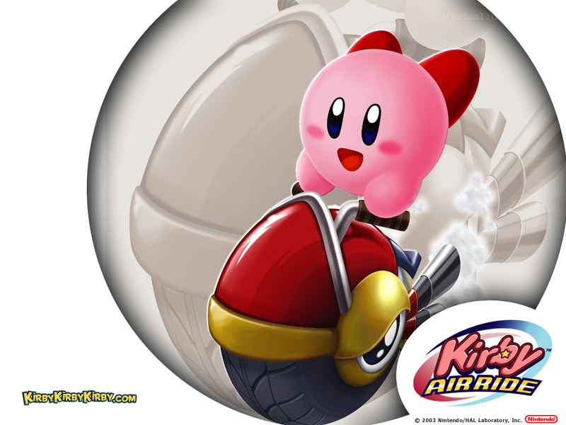 Kirby on a red vehicle