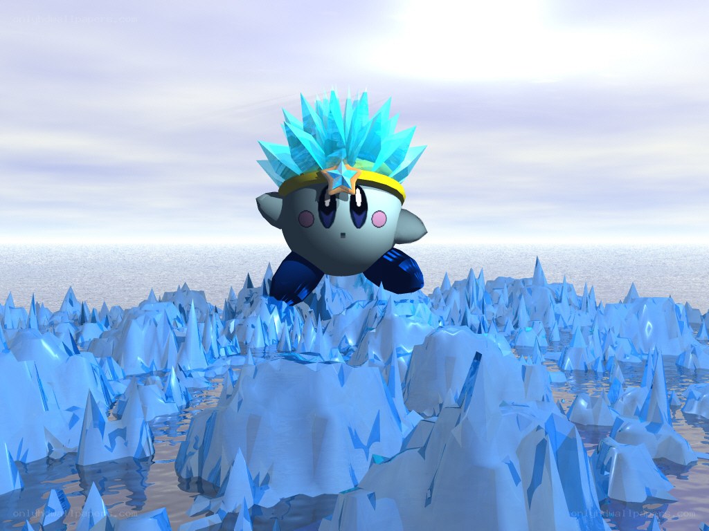 Kirby on an icy landscape
