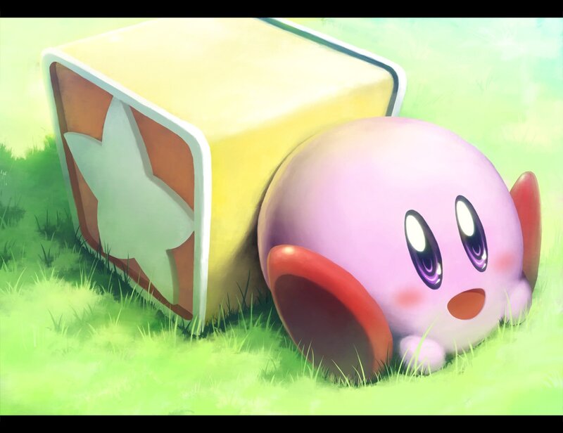 Kirby resting in the grass