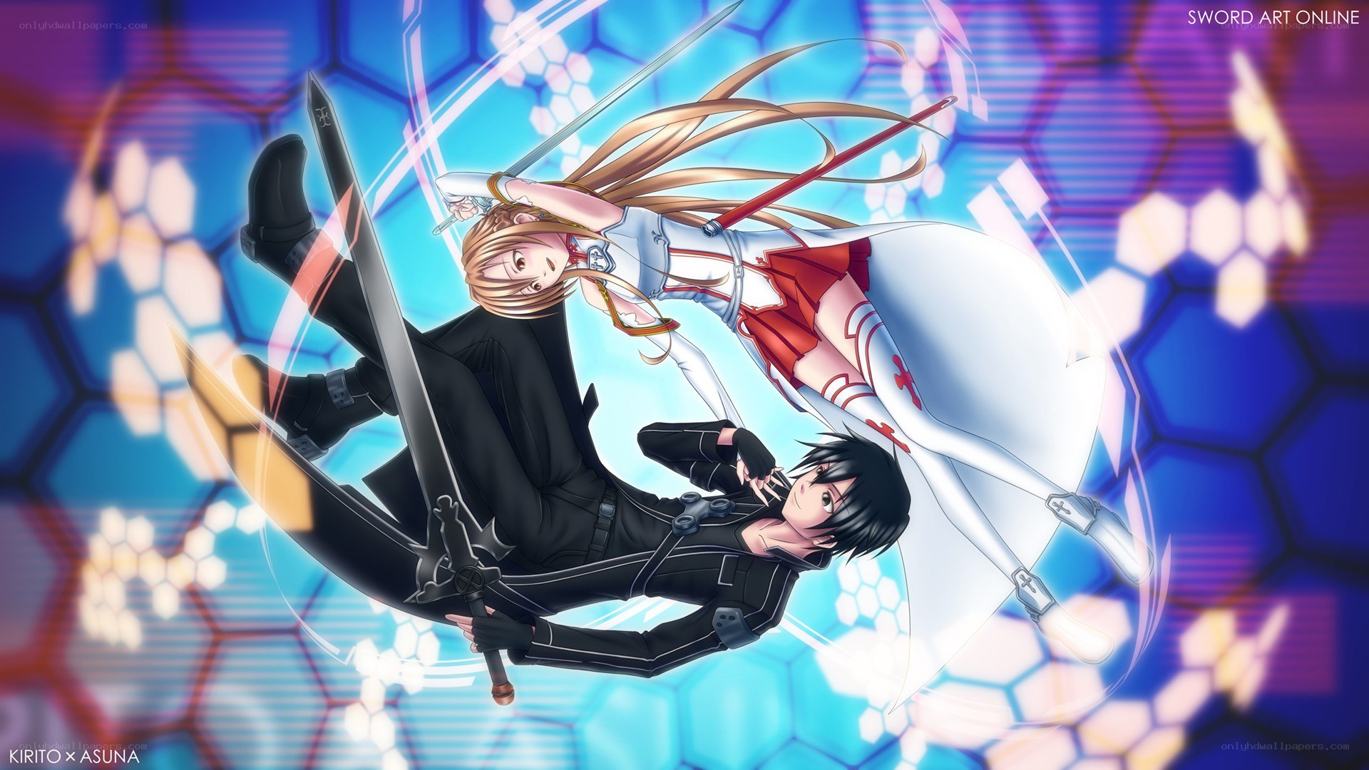 Kirito and Asuna in action