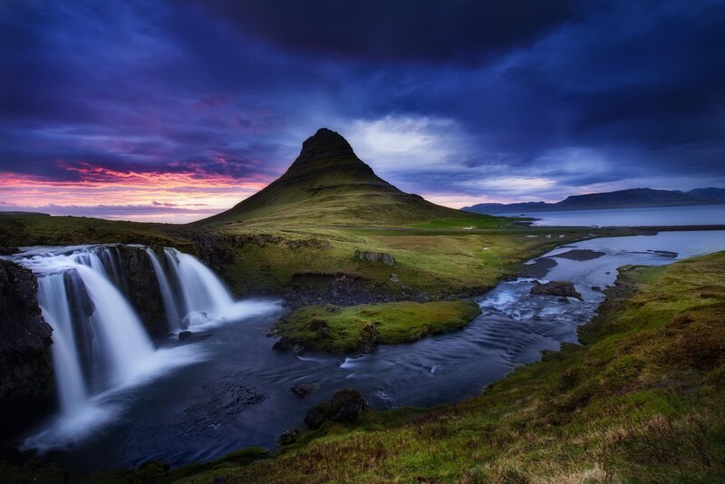 Kirkjufell Mountain — Blue, Dramatic, Sunset