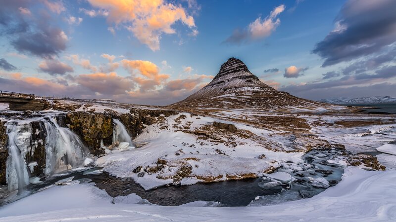 Kirkjufell Mountain — Blue, Dramatic, Winter