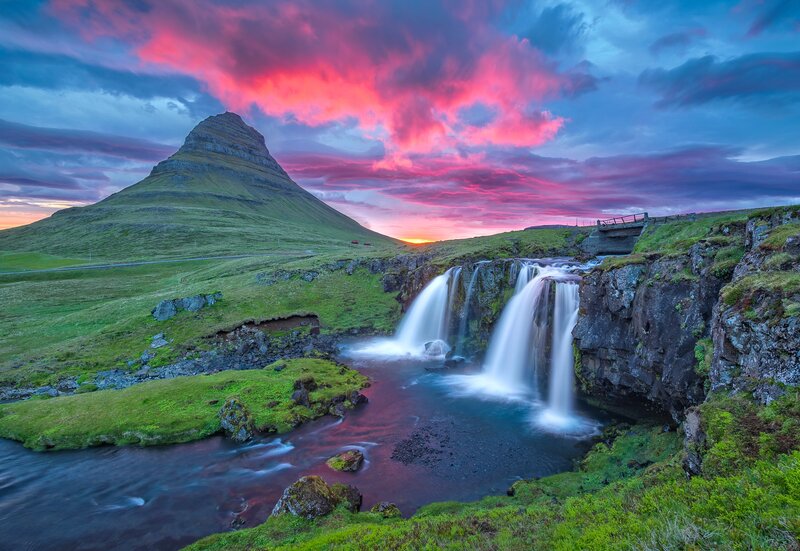 Kirkjufell Mountain — Green, Dramatic, Sunset
