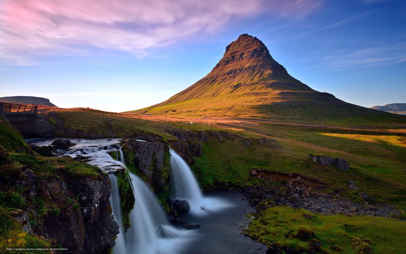 Kirkjufell Mountain — Green, Serene, Sunset, Photograph