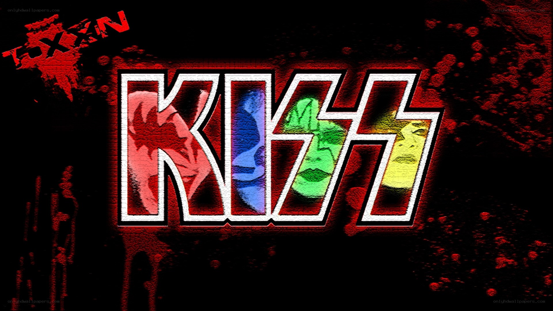 KISS band logo with faces