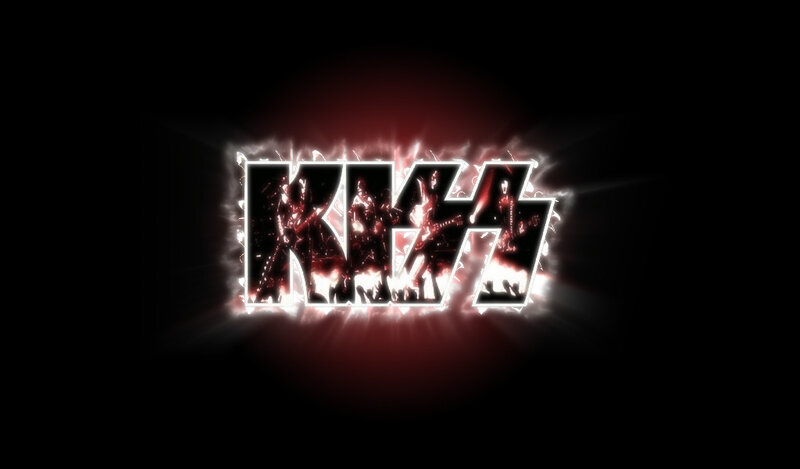 KISS band logo with fiery effect