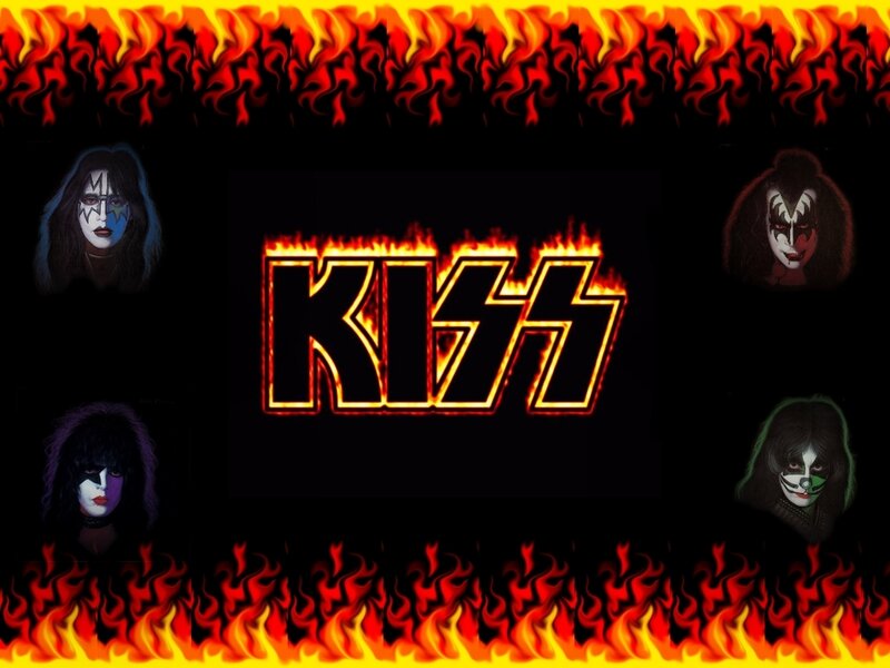 KISS band logo with members