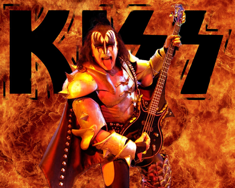 KISS band member in flames