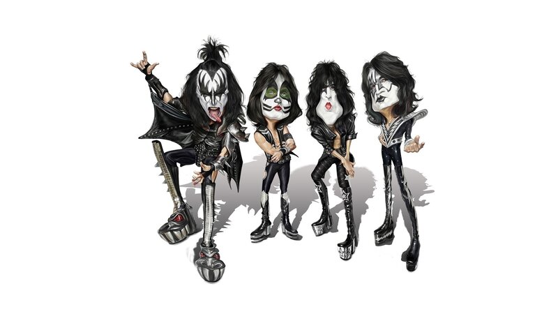 KISS Band Members — Black, Dramatic, Digital Art, Masks