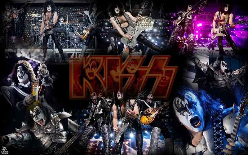 KISS Band Members on Stage — Black