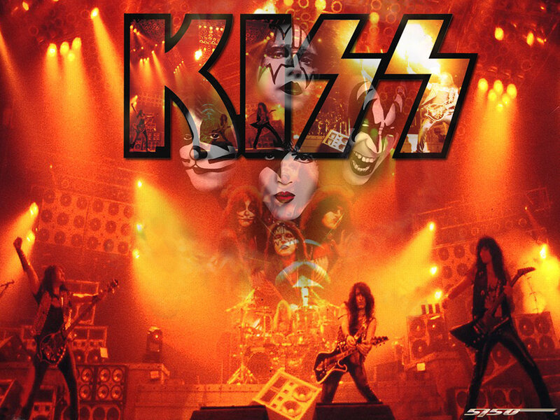 KISS Band Performing on Stage — Red