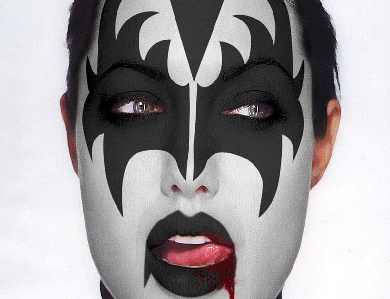 KISS-inspired face paint with blood